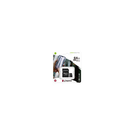 Kingston 64GB microSDXC Canvas Select/100R A1 C10 Card + SD Adapter