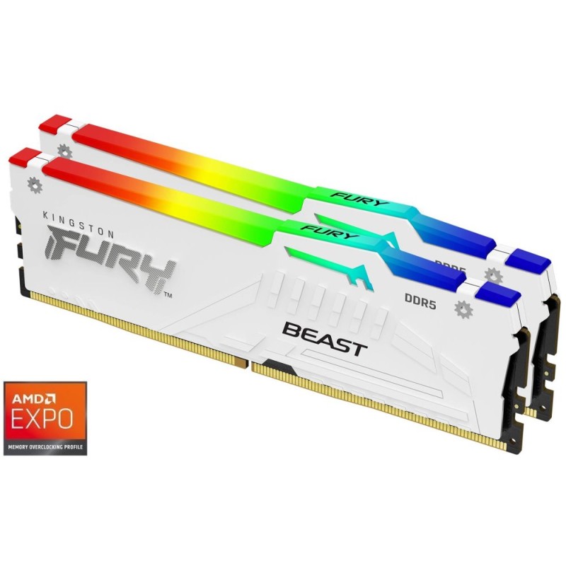 KINGSTON DIMM DDR5 64GB (Kit of 2) 5600MT/s CL36 FURY Beast Bílá RGB EXPO