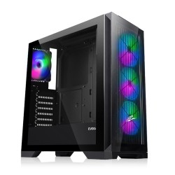 EVOLVEO Ptero Q2G, skříň ATX, 4x ARGB ventilátor, čelní+boční panel sklo, černá