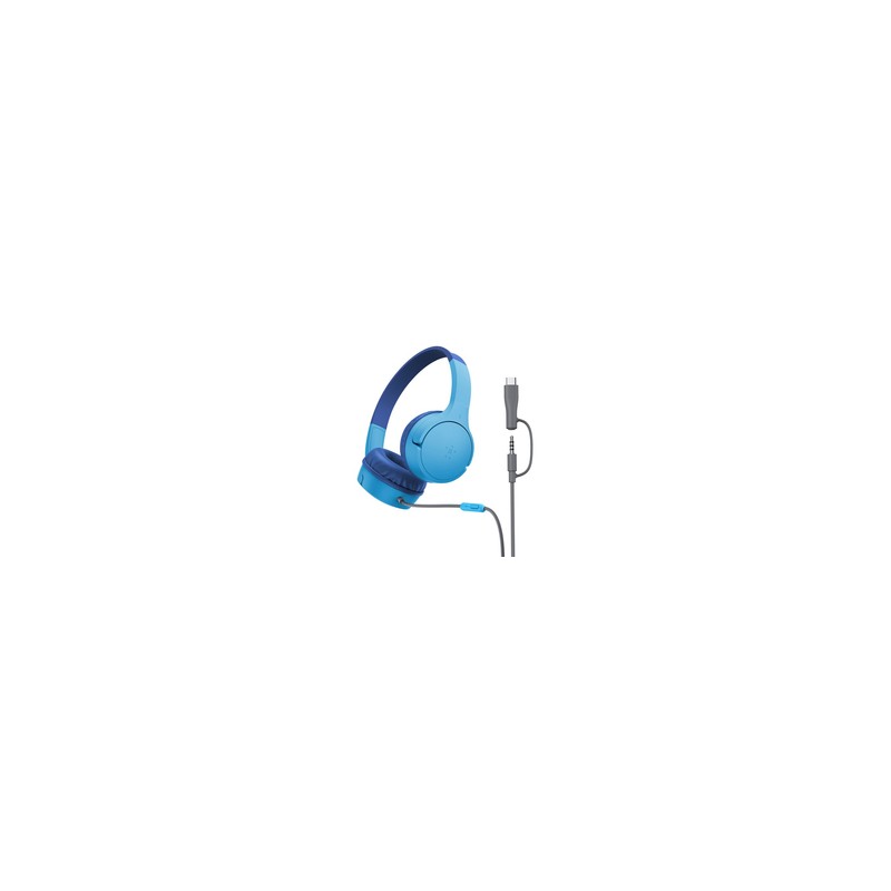 Belkin Soundform Mini Wired ON-Ear/Headphones - USB-C 3.5MM Blue