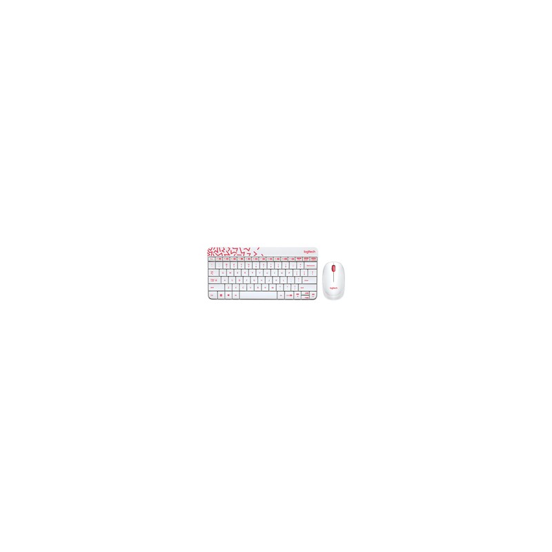 Logitech MK240 Nano Wireless Keyb./Mouse/White/Vivid Red-RUS-2.4GHZ-EMEA