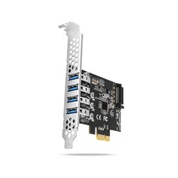 AXAGON PCEU-43RS, PCIe řadič, 4x USB 3.2 Gen 1 port, 5 Gbps, napájení z PCIe nebo SATA, SP & LP
