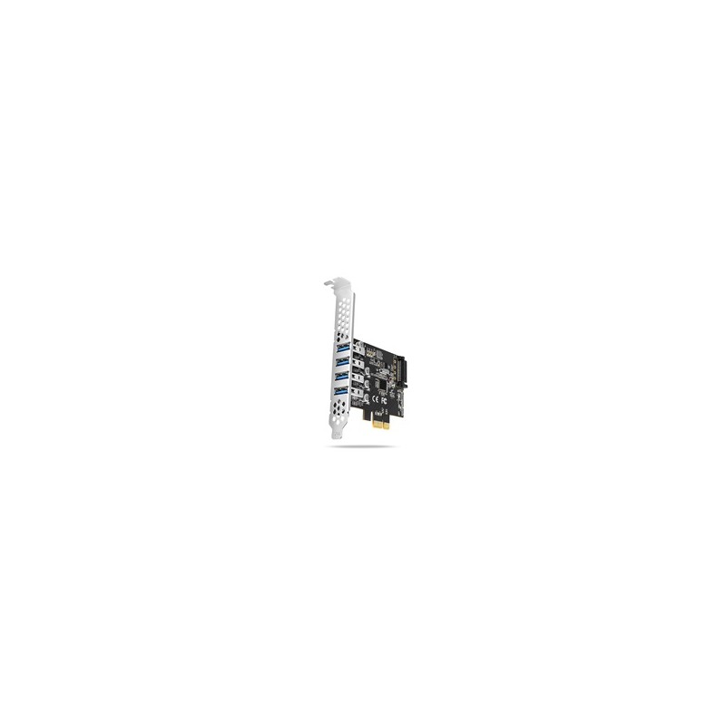 AXAGON PCEU-43RS, PCIe řadič, 4x USB 3.2 Gen 1 port, 5 Gbps, napájení z PCIe nebo SATA, SP & LP