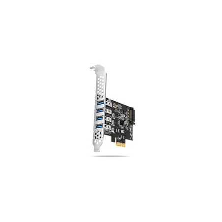 AXAGON PCEU-43RS, PCIe řadič, 4x USB 3.2 Gen 1 port, 5 Gbps, napájení z PCIe nebo SATA, SP & LP