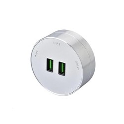 Viking zásuvkový modul A50, 2x USB-A, stříbrná