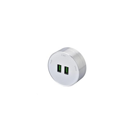 Viking zásuvkový modul A50, 2x USB-A, stříbrná