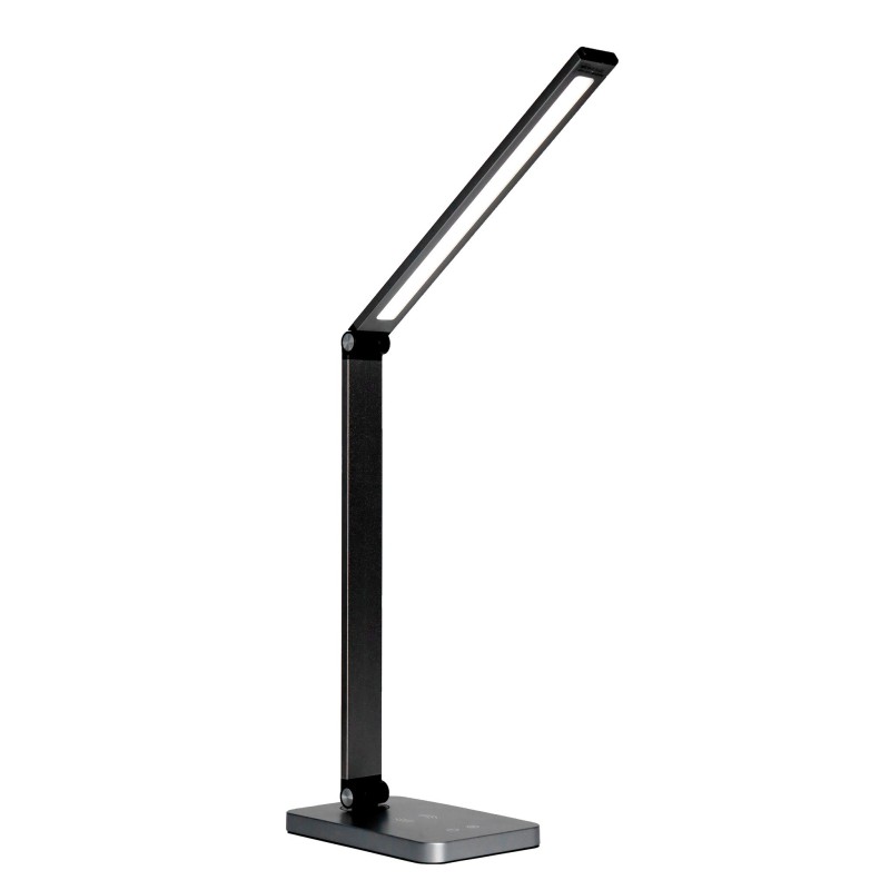 Platinet PDL888B stolní LED lampa 10W stmívatelná, bezdrátové nabíjení, USB port, černá
