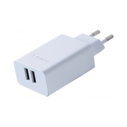 AC/USB ADAPTOR/2 PORTS 3.0A INCL USB AB CBL WHITE