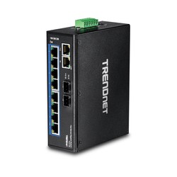 10-PORT HARDENED INDUSTRIAL/GIGABIT DIN-RAIL SWITCH