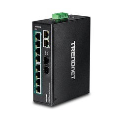 10-PORT HARDENED INDUSTRIAL GIG/POE+ DIN-RAIL SWITCH