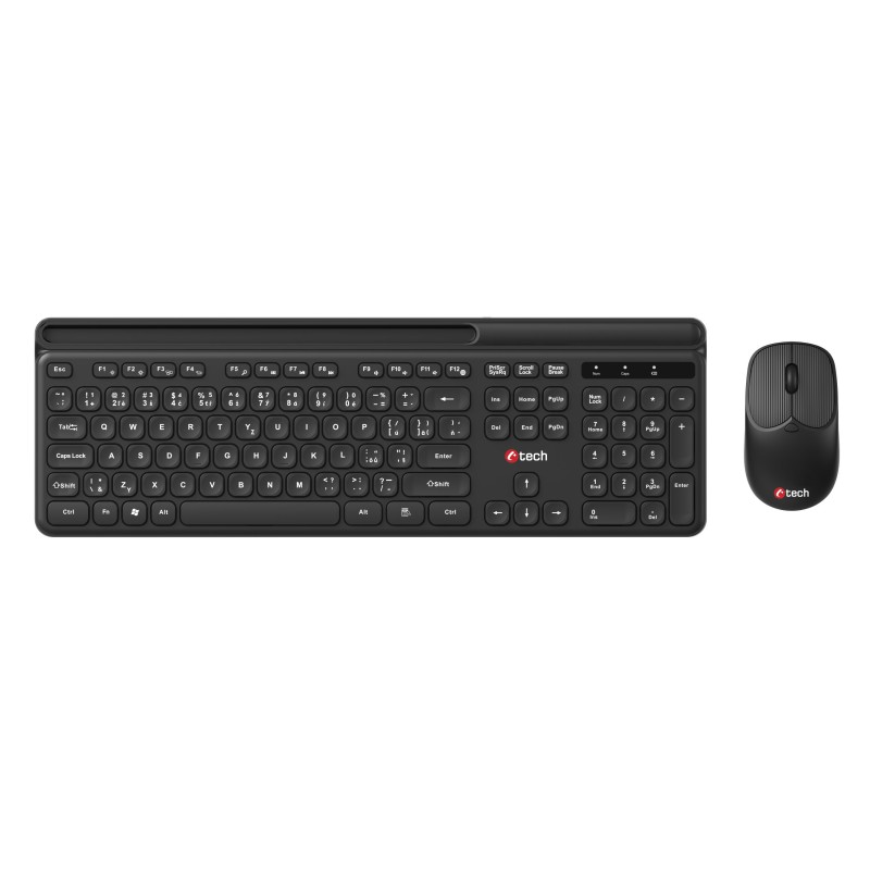 C-TECH klávesnice s myší WLKMC-05B, Bezdrátový set 2.4GHz, CZ, Černá