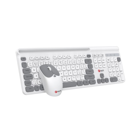 C-TECH klávesnice s myší WLKMC-05W, Bezdrátový set 2.4GHz, CZ, Bílá