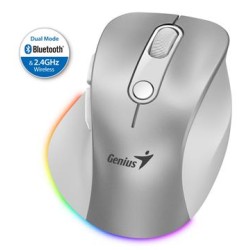 Genius Ergo 9000S Pro/Ergonomická/Optická/Pro praváky/2 400 DPI/USB+BT/Stříbrná