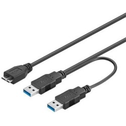 PREMIUMCORD Kabel USB 3.0 2xA - micro (M/F) 30cm DUÁLNÍ (extra napájení)