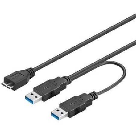 PREMIUMCORD Kabel USB 3.0 2xA - micro (M/F) 30cm DUÁLNÍ (extra napájení)