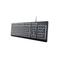TRUST klávesnice Primo, Membránová, USB-C, Podsvícená, černá CZ/SK