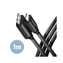 AXAGON BUMM3-CM10AB, SPEED kabel Micro-B USB - USB-C, 1m, USB 3.2 Gen 1, 3A, ALU, tpe, černý