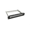 Univerzální neosazený 10" patch panel velikosti 1U určený pro 12 keystonů Solarix