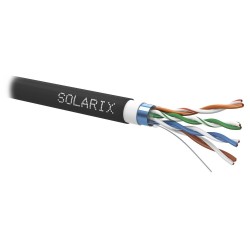 Instalační kabel Solarix venkovní FTP, Cat5E, drát, PVC+PE, dvojitý plášť, cívka 305m