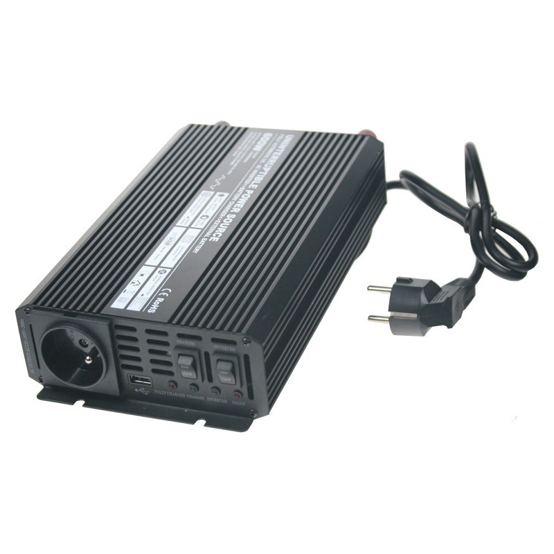 Měnič napětí Carspa UPS600-12 12V/230V 600W s nabíječkou 12V/10A a funkcí UPS
