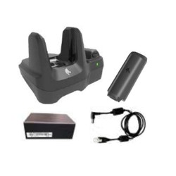 MC22/MC27 Charge and comm kit, inc. single-slot charge/comm. Cradle, battery pack, power supply and DC cable. AC cord sold