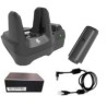 MC22/MC27 Charge and comm kit, inc. single-slot charge/comm. Cradle, battery pack, power supply and DC cable. AC cord sold