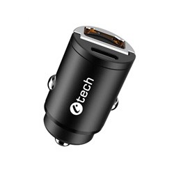 C-TECH nabíječka USB do auta UCC-02, 1x Type C + 1 x Type A, 30W