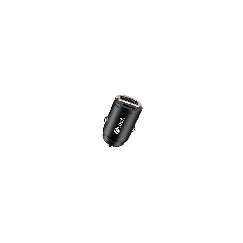 C-TECH nabíječka USB do auta UCC-02, 1x Type C + 1 x Type A, 30W