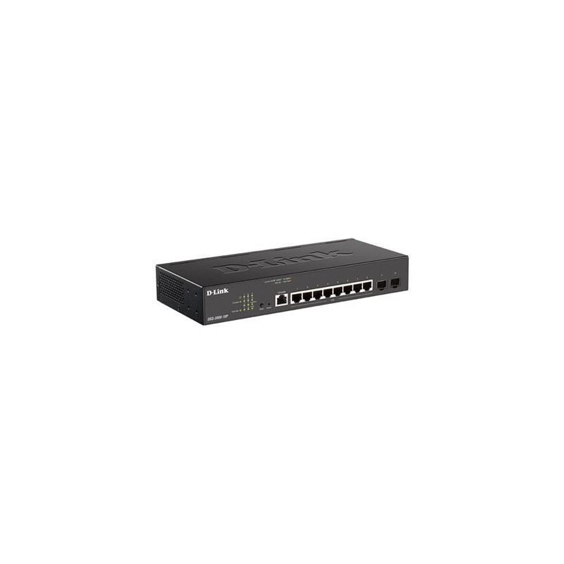 D-Link DGS-2000-10P Managed PoE switch, 8x GbE PoE+, 2x SFP, PoE 65W, fanless
