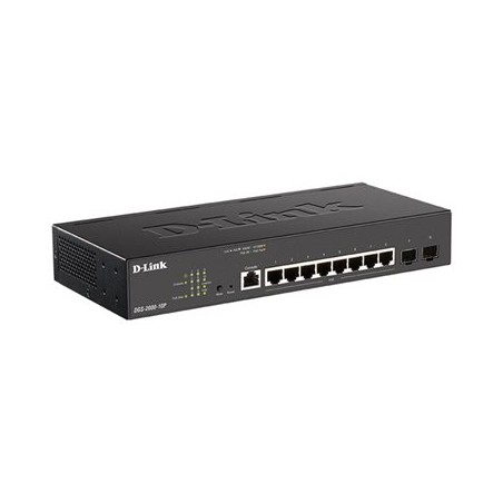 D-Link DGS-2000-10P Managed PoE switch, 8x GbE PoE+, 2x SFP, PoE 65W, fanless