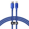 Baseus CAJY000203 Crystal Shine Series Datový Kabel USB-C - Lightning 20W 1,2m Blue