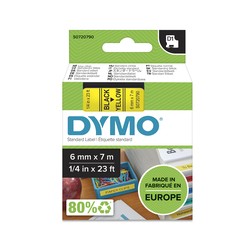 Dymo D1-Tape 6MM X 7M/Black ON Yellow