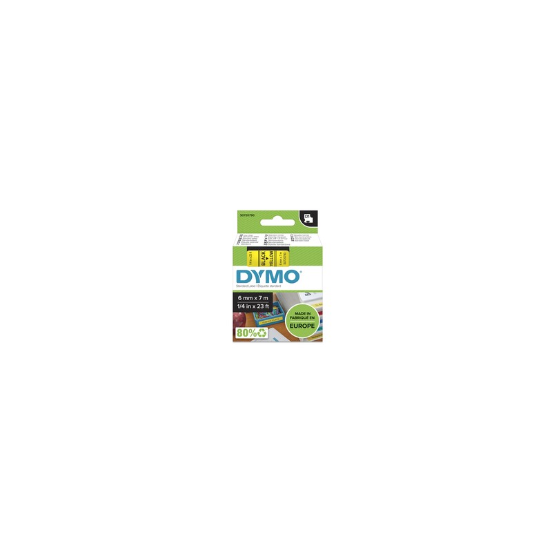 Dymo D1-Tape 6MM X 7M/Black ON Yellow