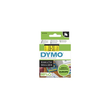 Dymo D1-Tape 6MM X 7M/Black ON Yellow