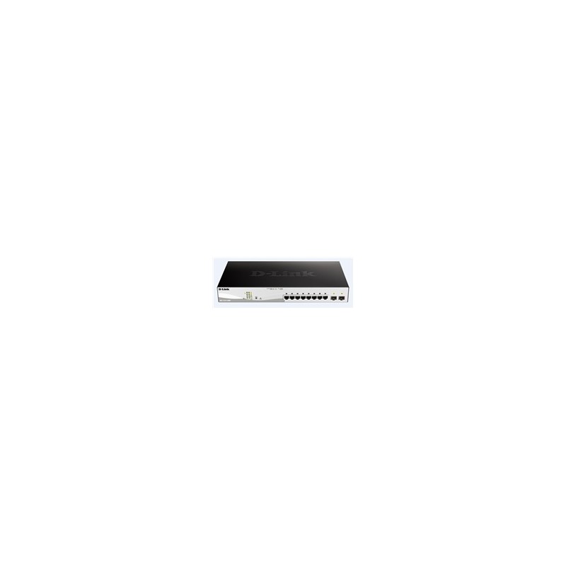 D-Link DGS-1210-10MP 10-port Gigabit Smart+ PoE Switch, 8x GbE PoE+, 2x SFP, PoE 130W, fanless