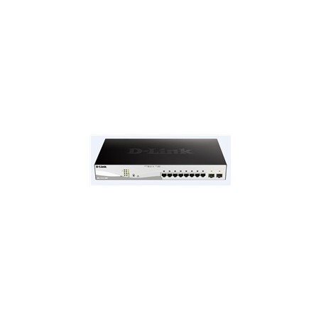 D-Link DGS-1210-10MP 10-port Gigabit Smart+ PoE Switch, 8x GbE PoE+, 2x SFP, PoE 130W, fanless