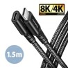 AXAGON BUCM32-CF15AB prodlužovací kabel USB-C (M) - USB-C (F), 1.5m, USB 20Gbps, PD 240W 5A, 8K HD, ALU, oplet, černý