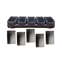 TC21/TC26 Battery charger bundle, includes 20-slot battery charger, (5) basic batteries, power supply and DC cable.