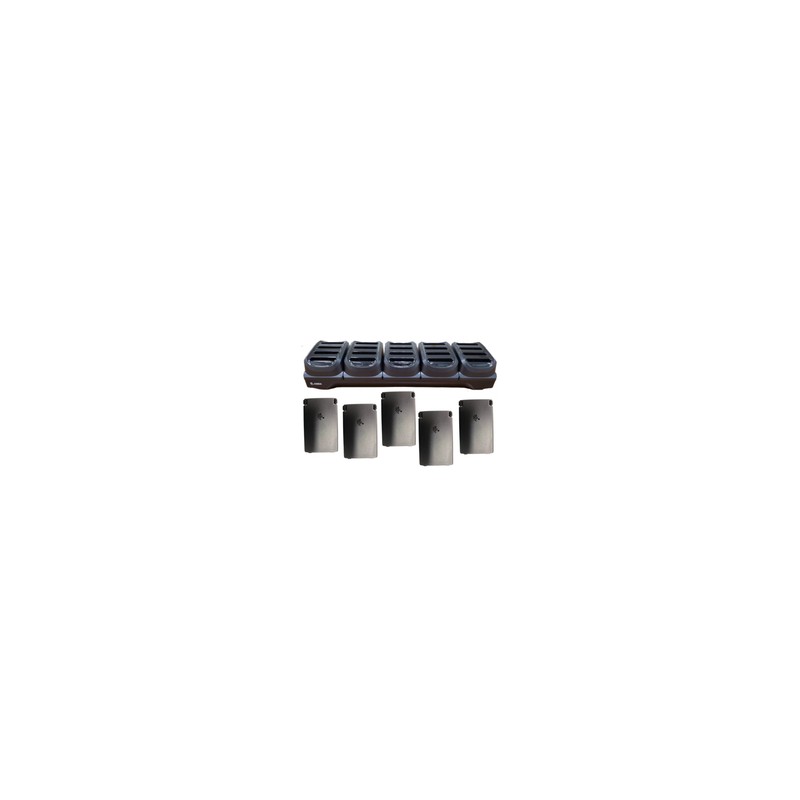 TC21/TC26 Battery charger bundle, includes 20-slot battery charger, (5) basic batteries, power supply and DC cable.