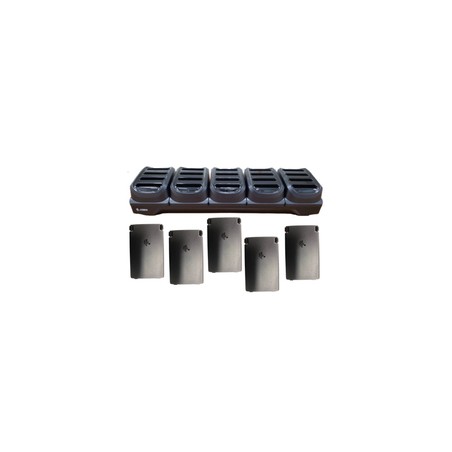 TC21/TC26 Battery charger bundle, includes 20-slot battery charger, (5) basic batteries, power supply and DC cable.