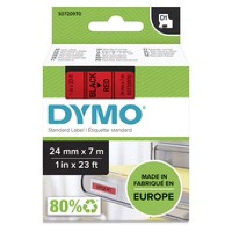 Dymo D1 Tape 24MM Black ON Red/