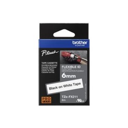 BROTHER TZEFX211 - kazeta TZ šířky 6mm, flexibilní páskou TZE-FX211, bílá/černé písmo