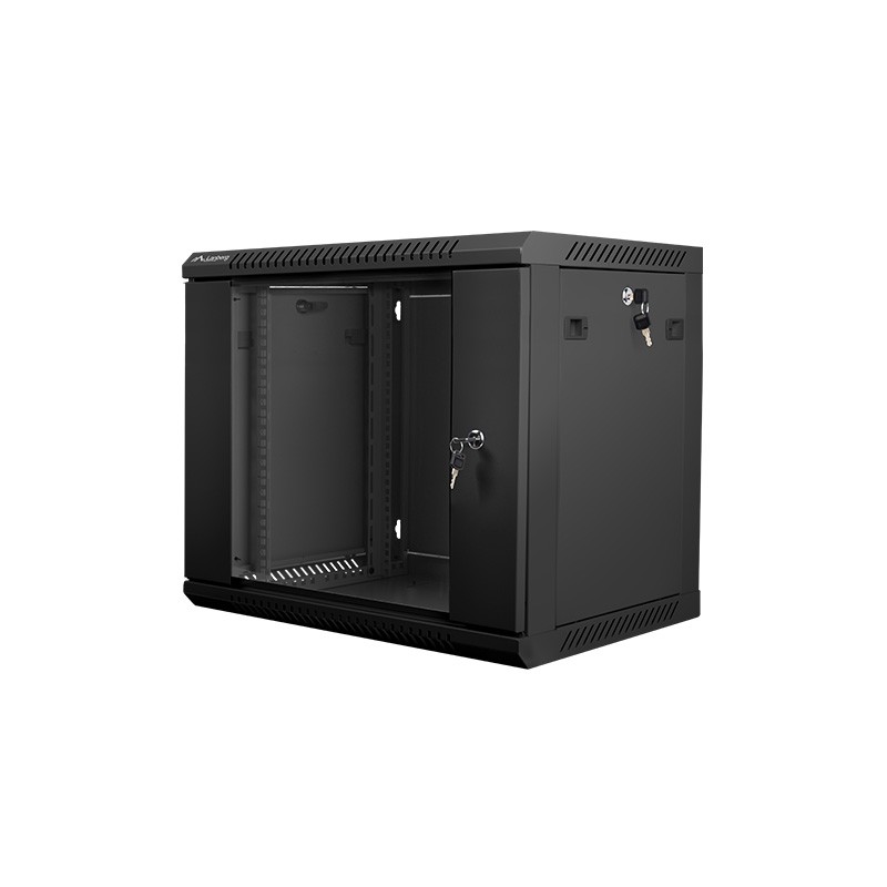 Nástěnný rack 19'' 9U 600X450mm černý flat pack