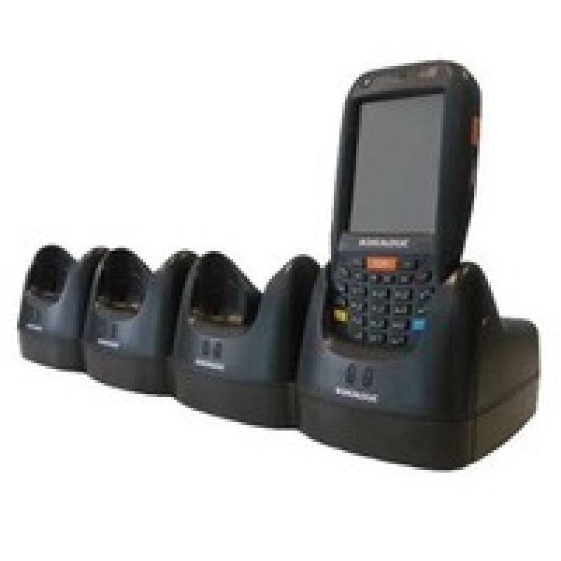 Multi Ethernet Dock, recharges 4 terminals and 4 spare batteries. Power supply included in the box. Power cord ordered
