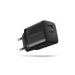 AXAGON ACU-PQ30, Sil nabíječka do sítě 30W, 2x port (USB-A + USB-C), PD3.0/PPS/QC4+/SFC/AFC/Apple, černá