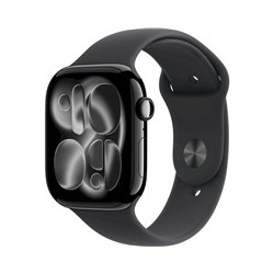 Apple Watch Series 11 GPS + Cellular 46mm Jet Black Aluminium Case with Black Sport Band - M/L