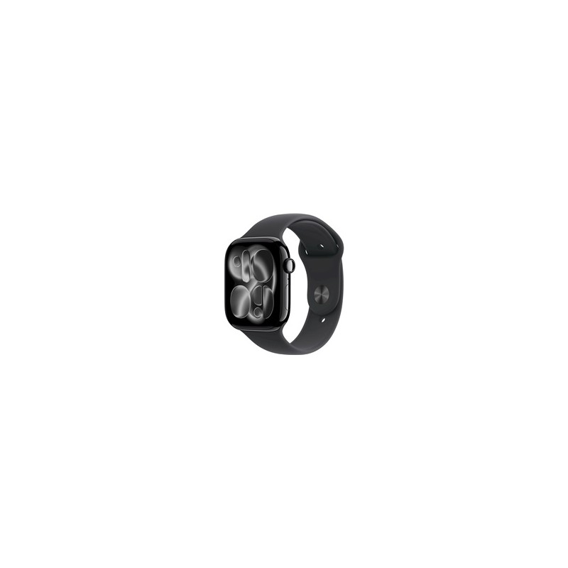 Apple Watch Series 11 GPS + Cellular 46mm Jet Black Aluminium Case with Black Sport Band - M/L