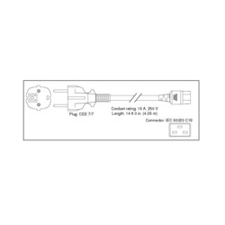 Power Cord, 250Vac 16A, Europe