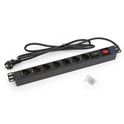 TRITON 19" rozvodný panel 1U 7 x zásuvka podle DIN, max. 16 A