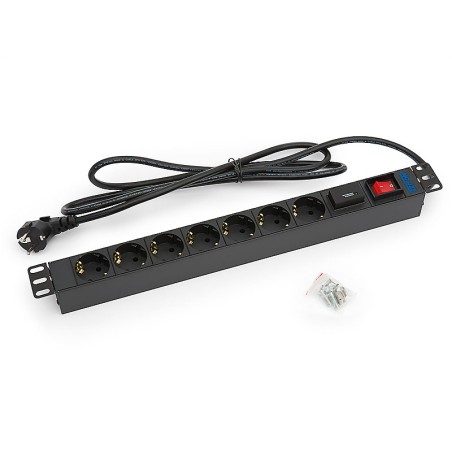 TRITON 19" rozvodný panel 1U 7 x zásuvka podle DIN, max. 16 A